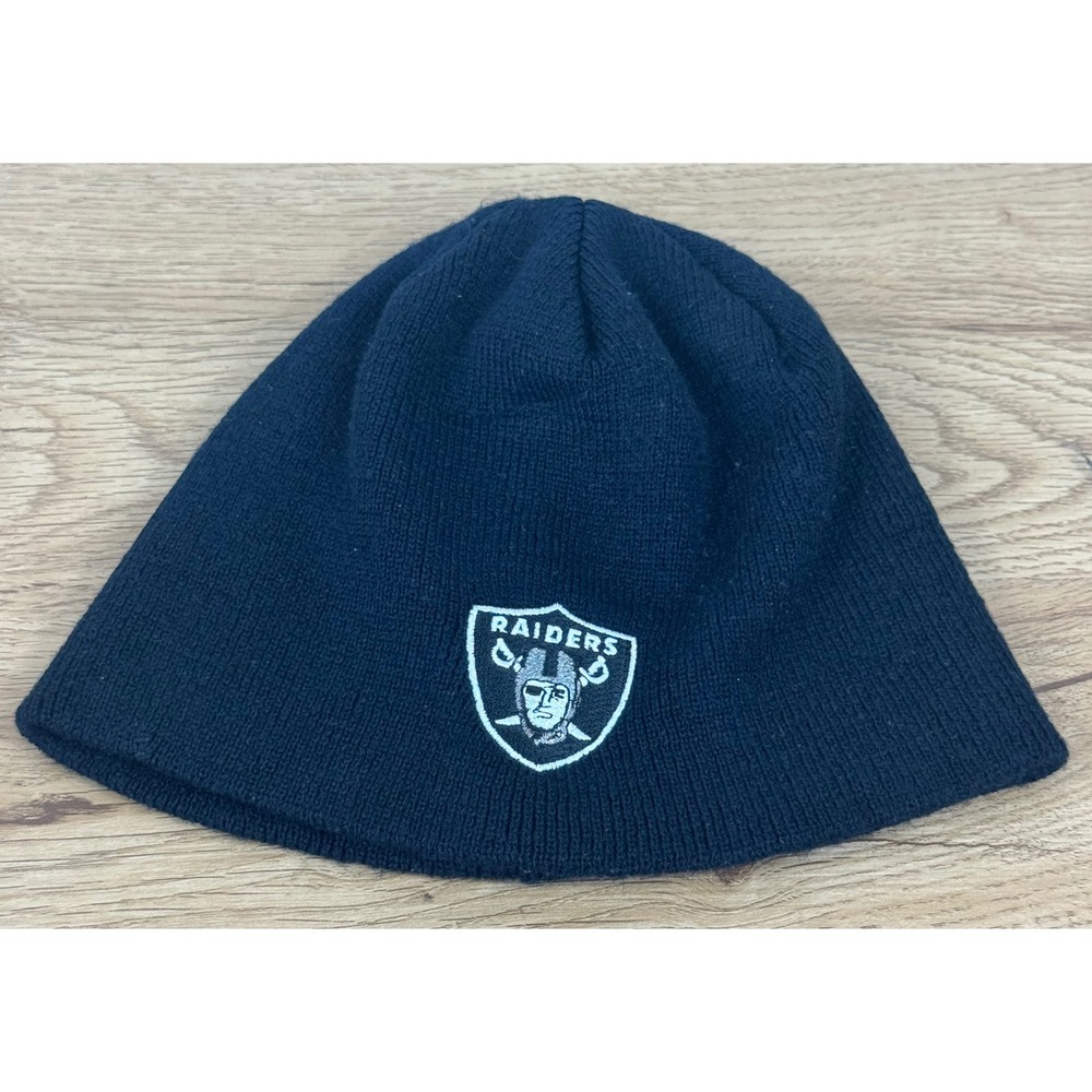 Reebok Beanie Kids OSFA Black NFL Raiders Embroidered Knit Skull Cap